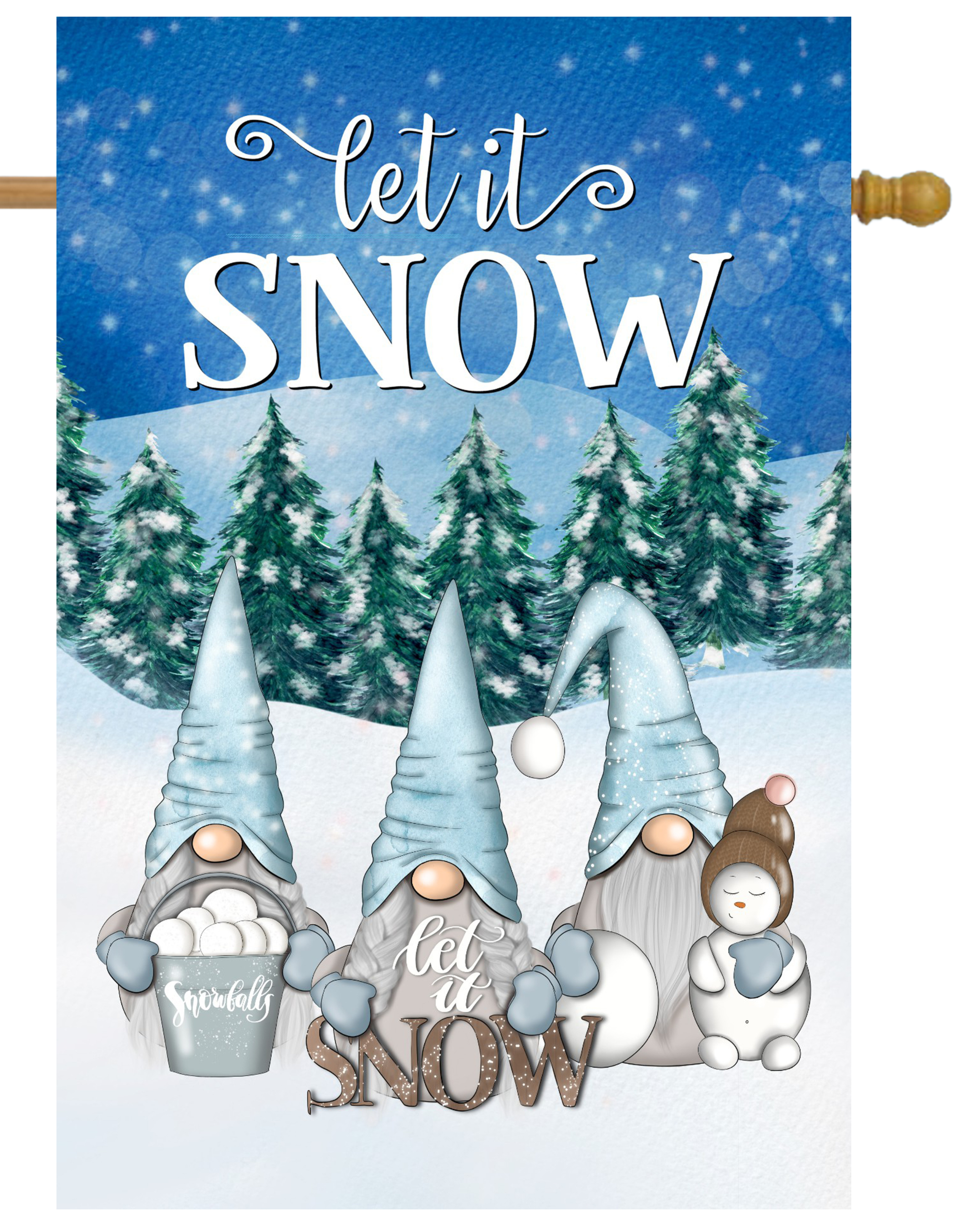 Let It Snow Gnomes House Flag # H1875