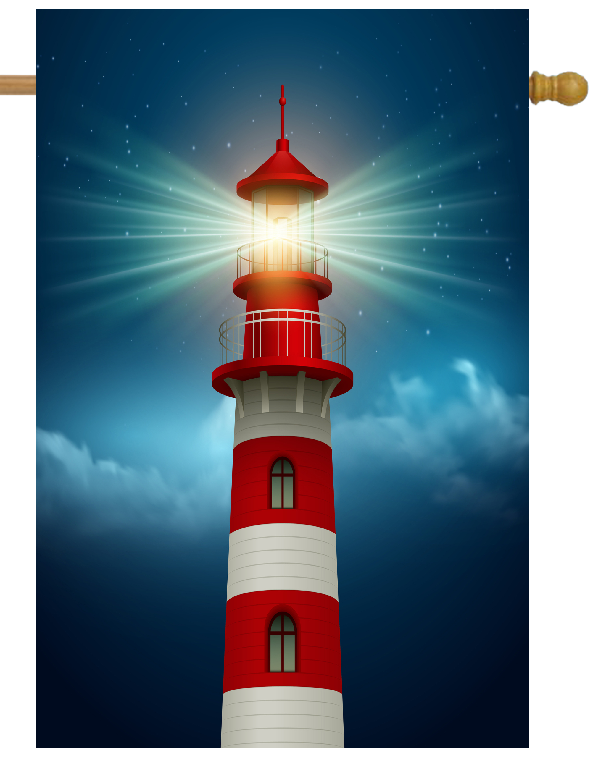 Lighthouse With Bright Light House Flag # H1418