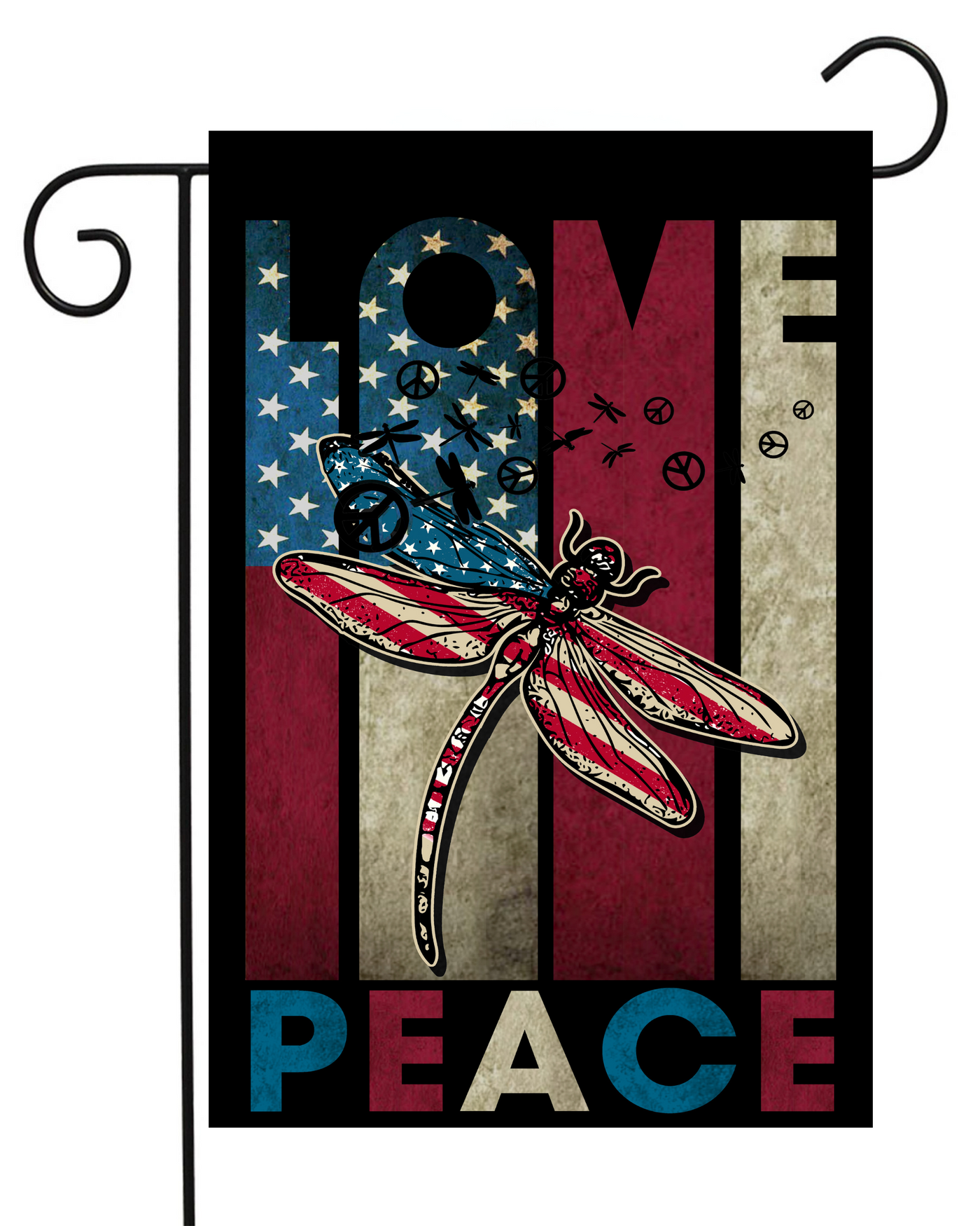 Love Peace Dragonfly Garden Flag #G2196