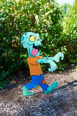 Walking Zombie Large Metal Lawn Sign #MA0002