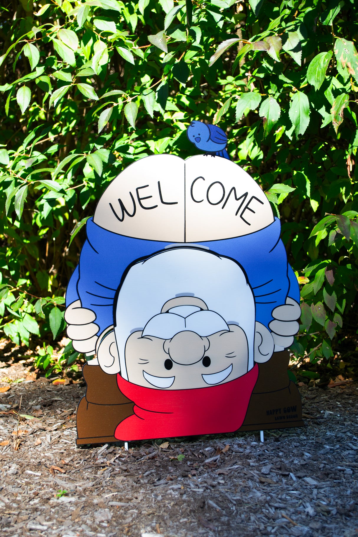 "Mooning Gnome" Welcome Large Metal Lawn Sign #MA0003