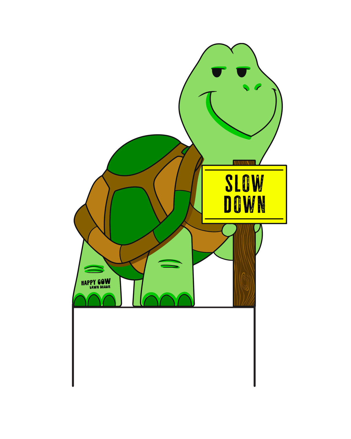 "Slow Down" Turtle Large Metal Lawn Sign #MA0004