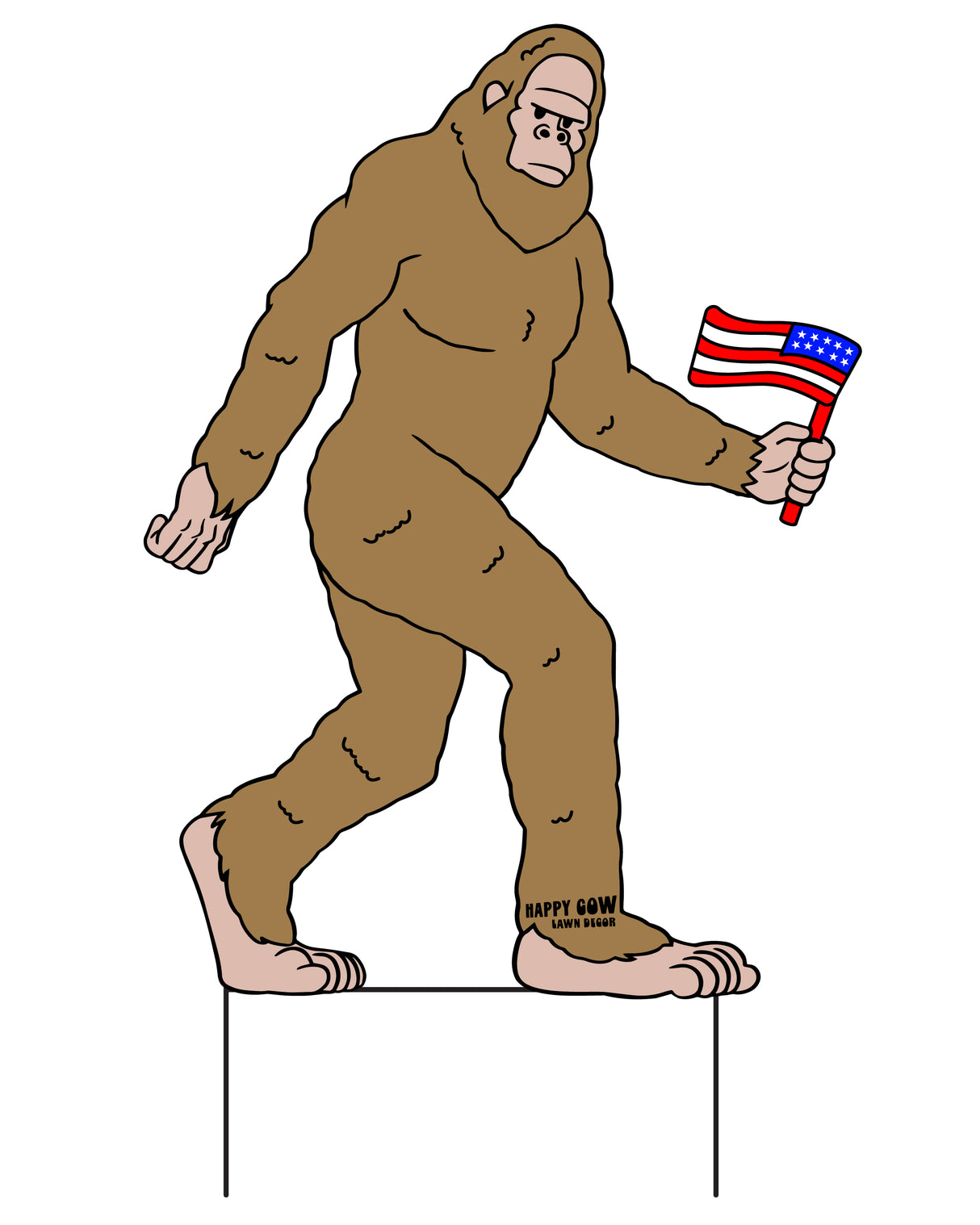 Patriotic Bigfoot Large Metal Lawn Sign #MA0007