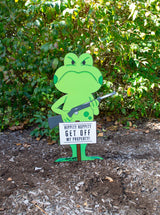 "Hippity Hoppity Geget Off My Property" Frog Large Metal Lawn Sign #MA0008