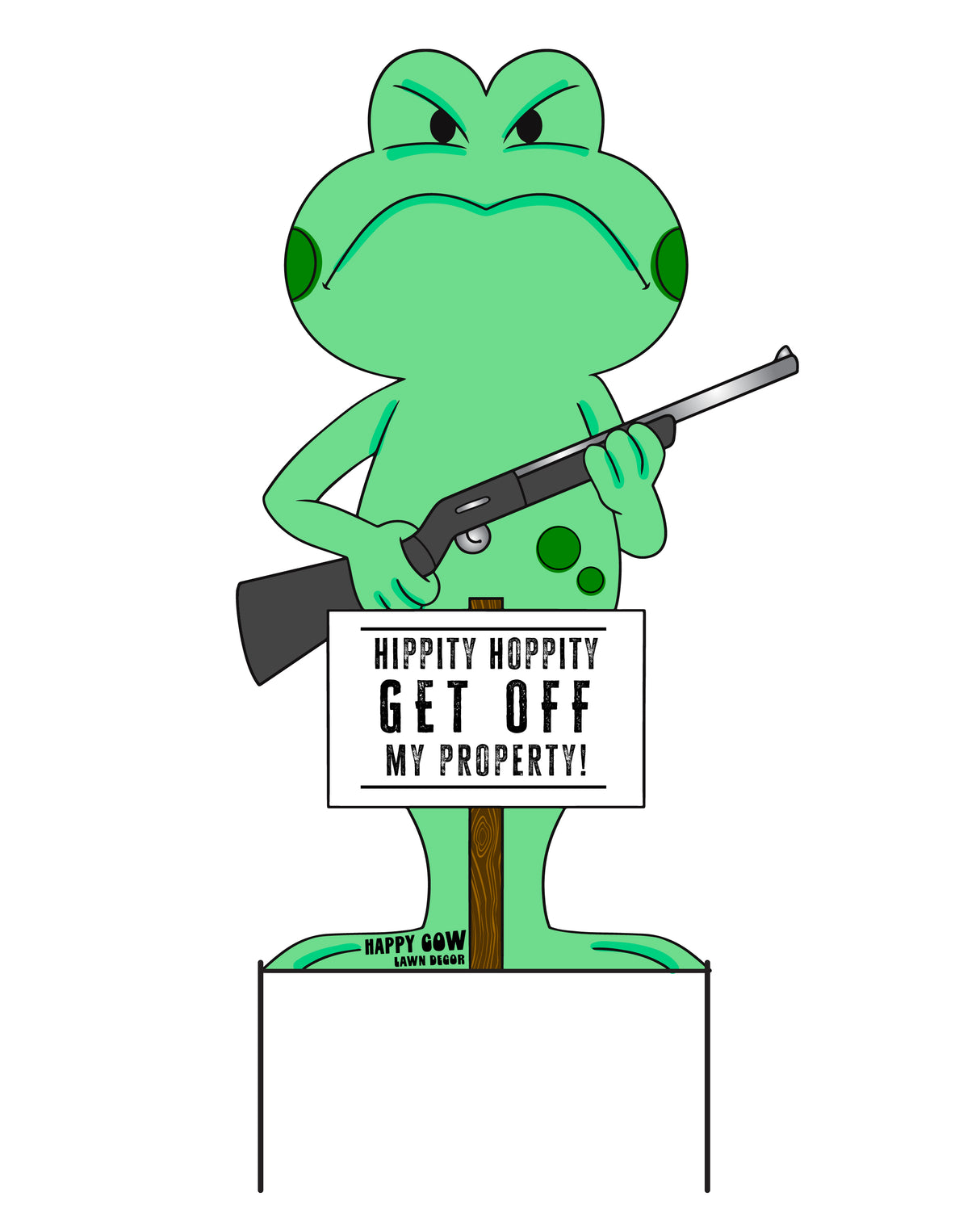 "Hippity Hoppity Geget Off My Property" Frog Large Metal Lawn Sign #MA0008