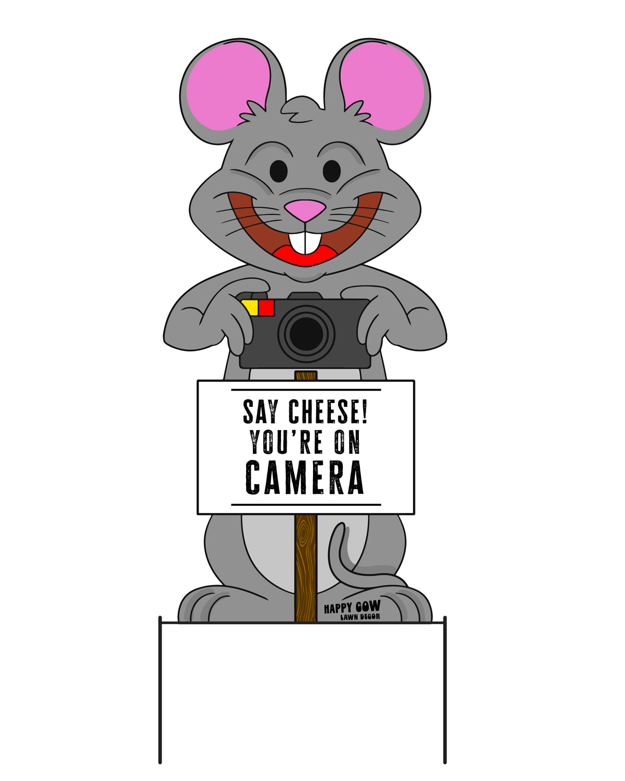 "Say Cheese! You're on Camera" Mouse Large Metal Lawn Sign #MA0009