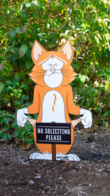 "No Soliciting Please" Cat Large Metal Lawn Sign #MA0010