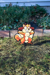 "Squirrel Guarding His Nuts" Small Metal Lawn Sign #MA0013