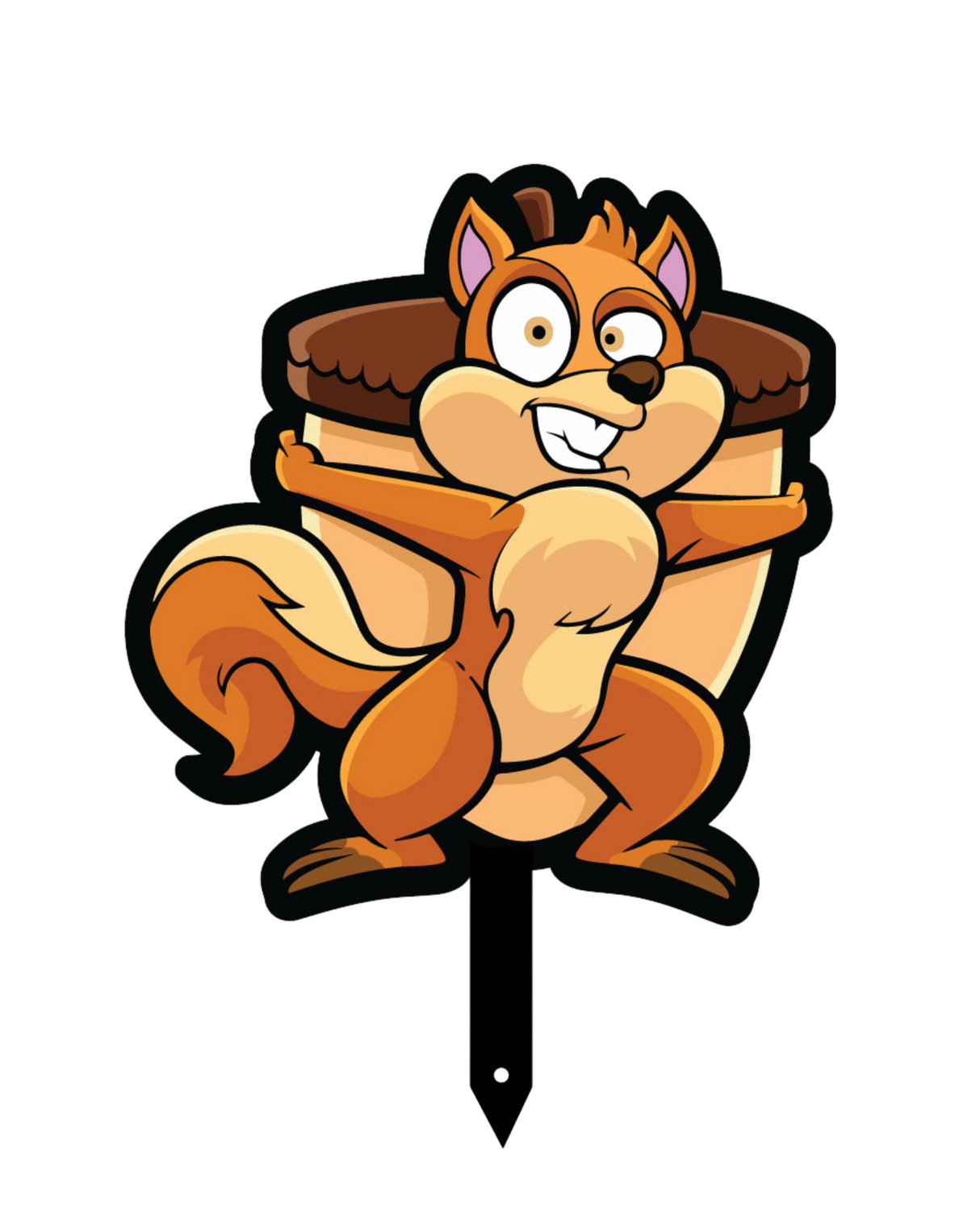 "Squirrel Guarding His Nuts" Small Metal Lawn Sign #MA0013