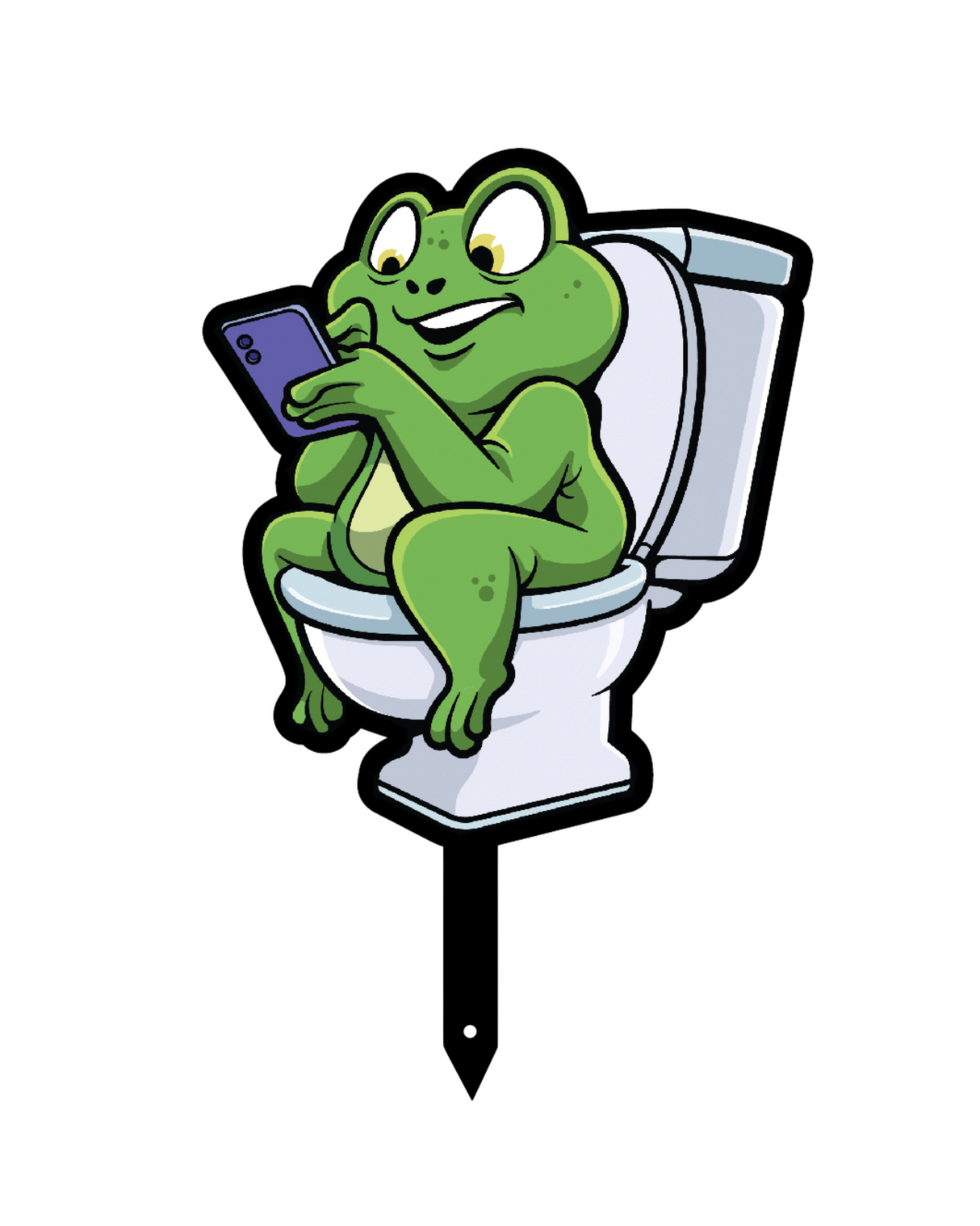 "Frog Scrolling on the Toilet" Small Metal Lawn Sign #MA0016