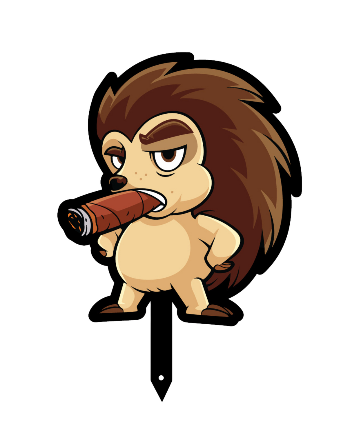 "Hedgehog Smoking a Cigar" Small Metal Lawn Sign #MA0017