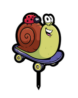 "Happy Snail Riding a Skateboard" Small Metal Lawn Sign #MA0018