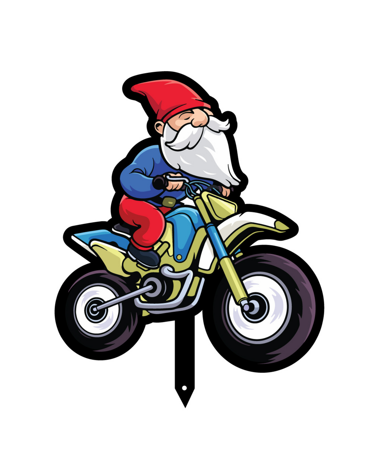 "Gnome on Motorcycle" Small Metal Lawn Sign #MA0021