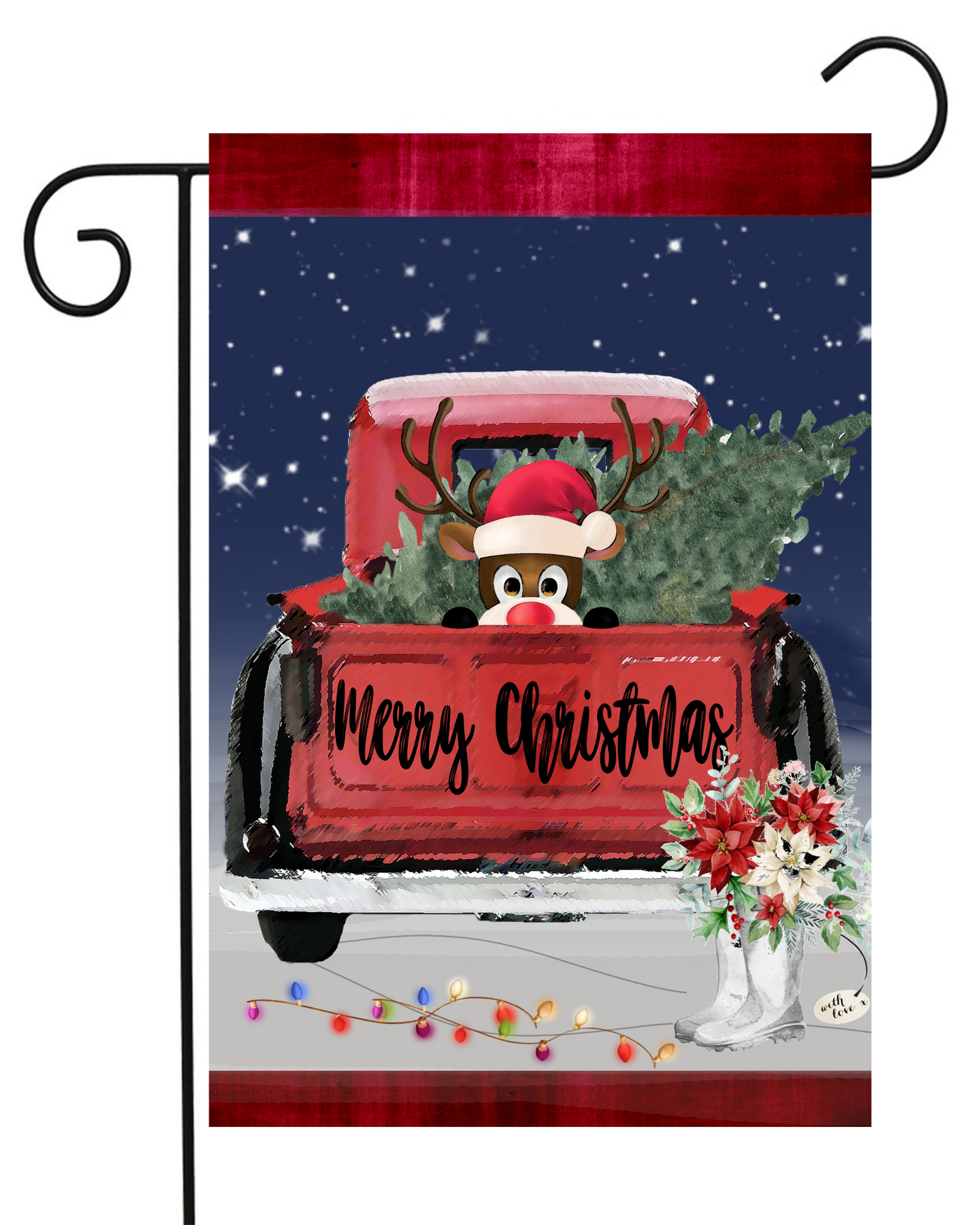 Merry Christmas Red Truck Garden Flag #G1621