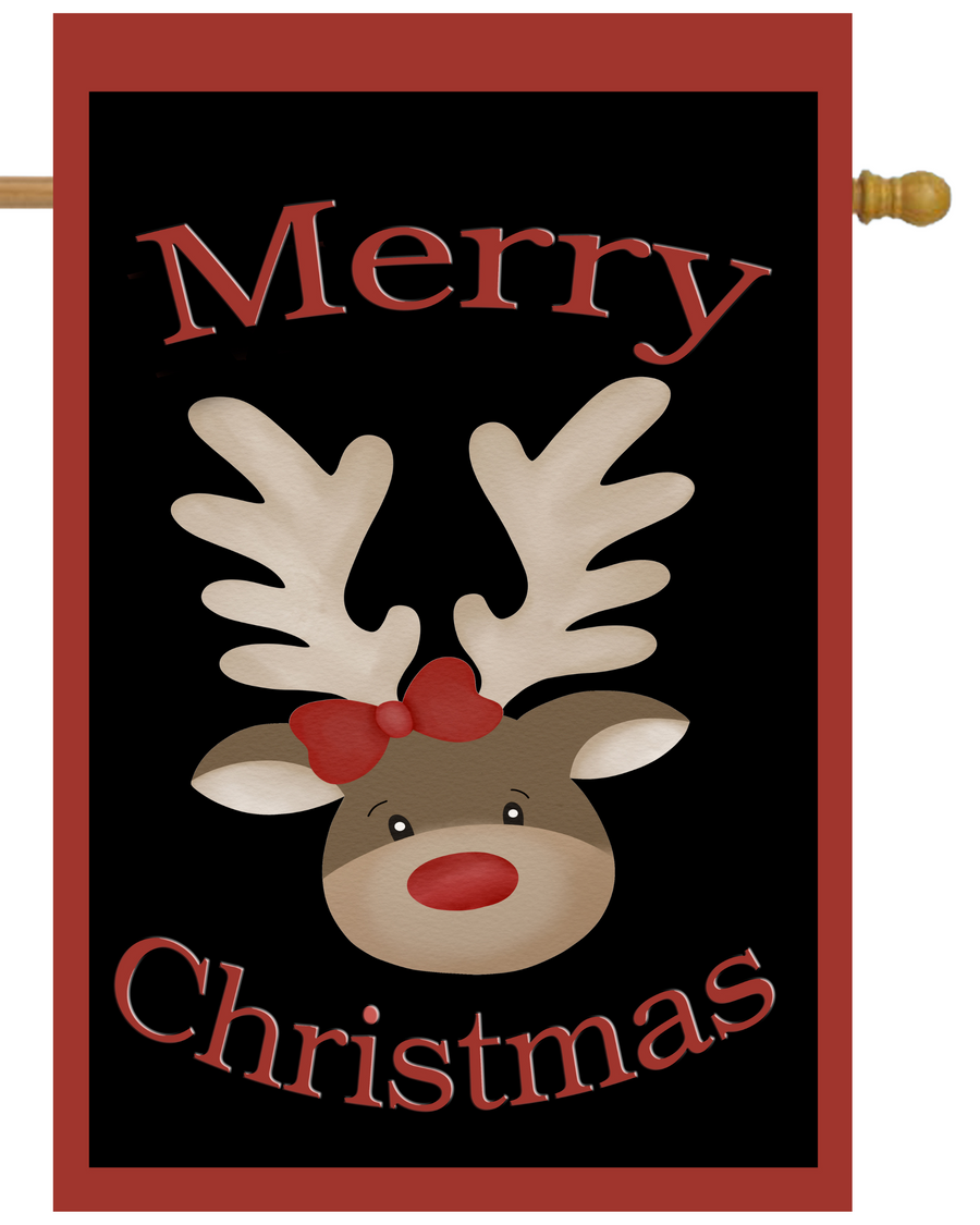 Merry Christmas Reindeer House Flag # H1623