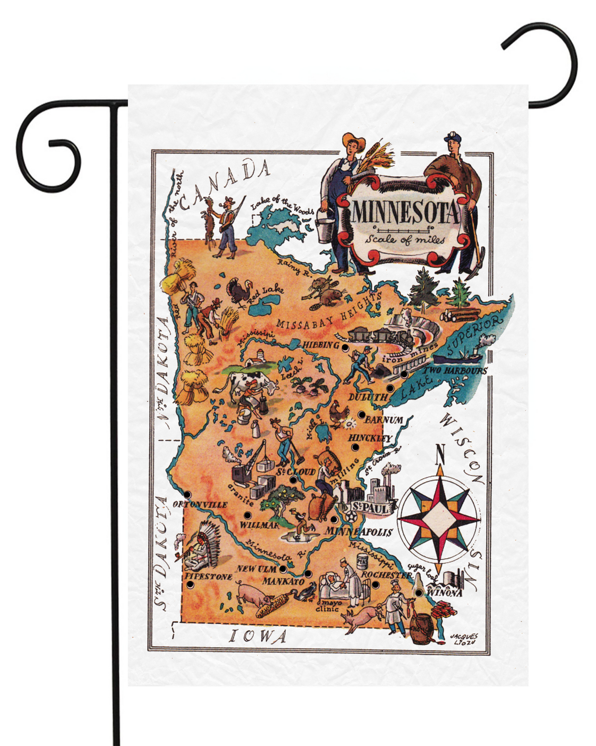 Minnesota Louisiana Map Garden Flag #G2093