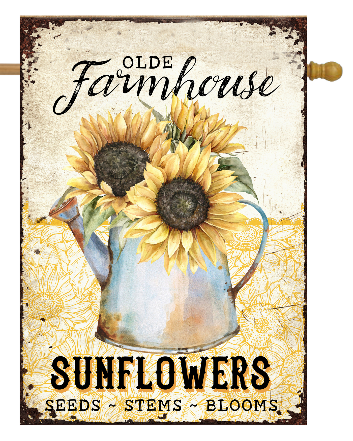 Olde Farmhouse Sunflowers House Flag #H2438