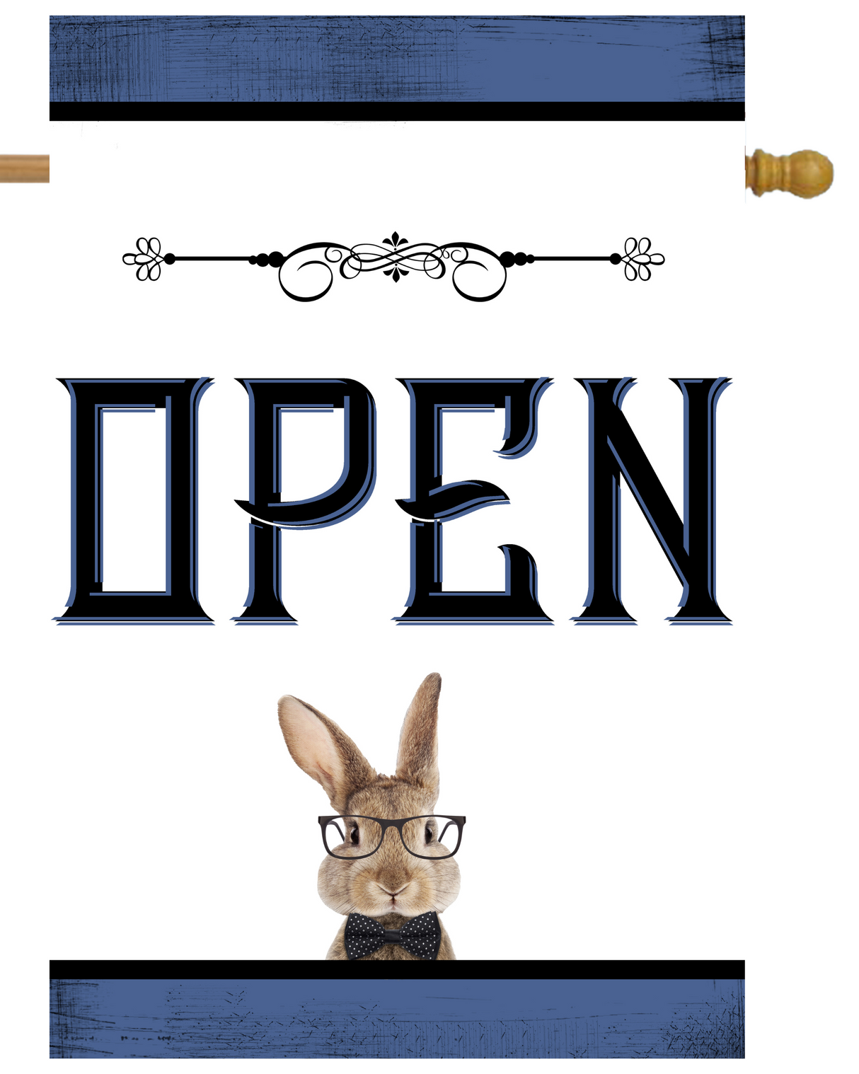 Open for Business Blue Rabbit House Flag # H1571