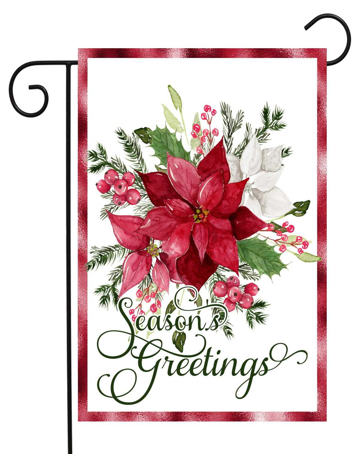 Poinsettia Seasons Greetings Garden Flag #G1625