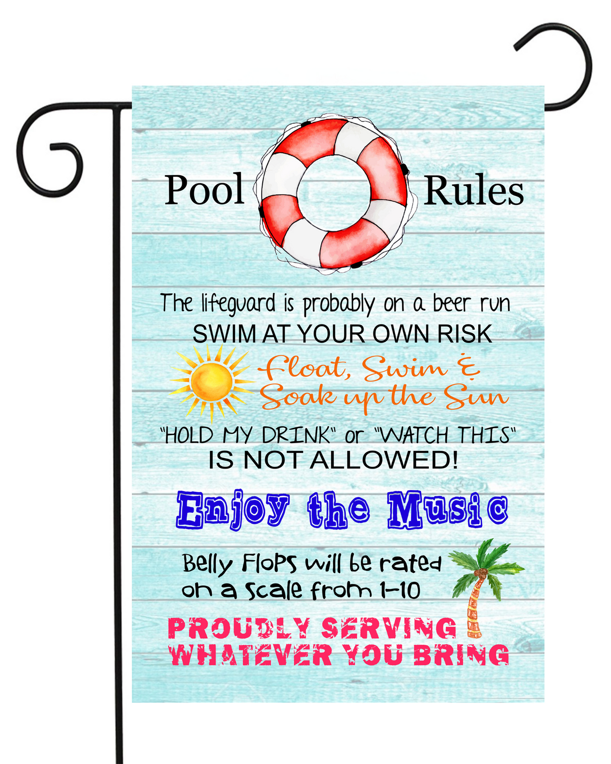 Pool Rules Garden Flag #G1956