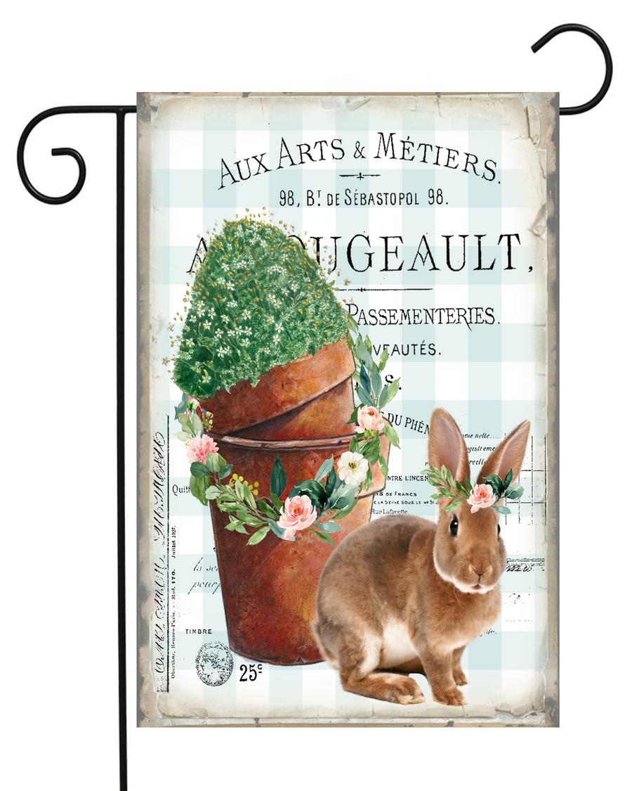 Rabbit With Clay Pots Garden Flag #G1942