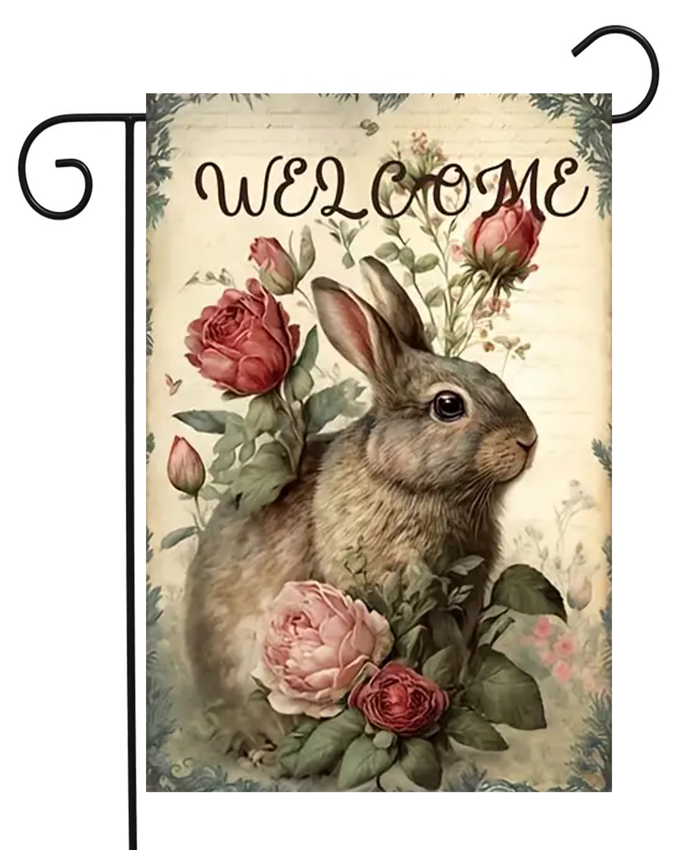 Rabbit and Roses Garden Flag #G2638