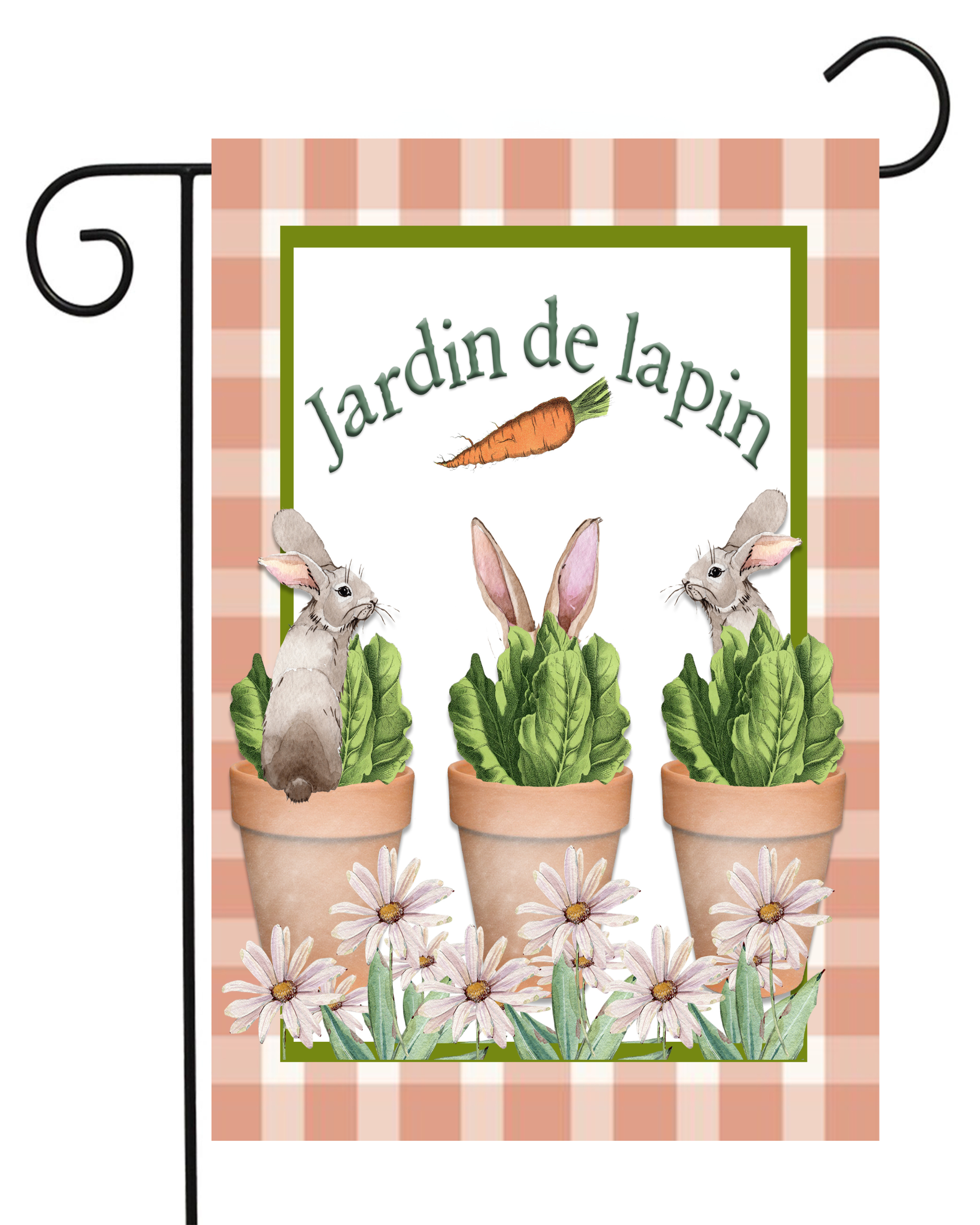 Rabbits in Clay Pots Garden Flag #G1913