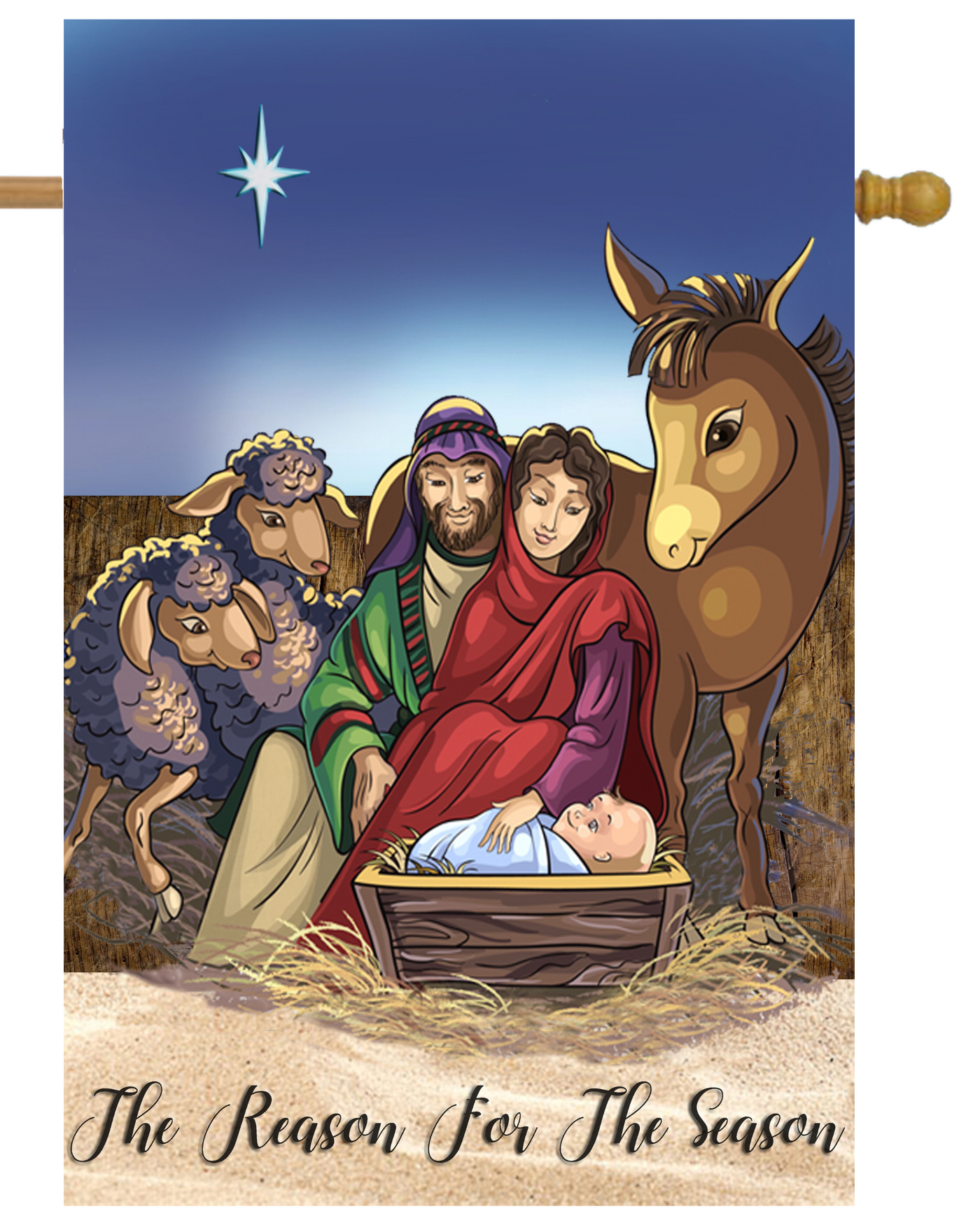 Reason for the Season Manger Scene House Flag # H1714