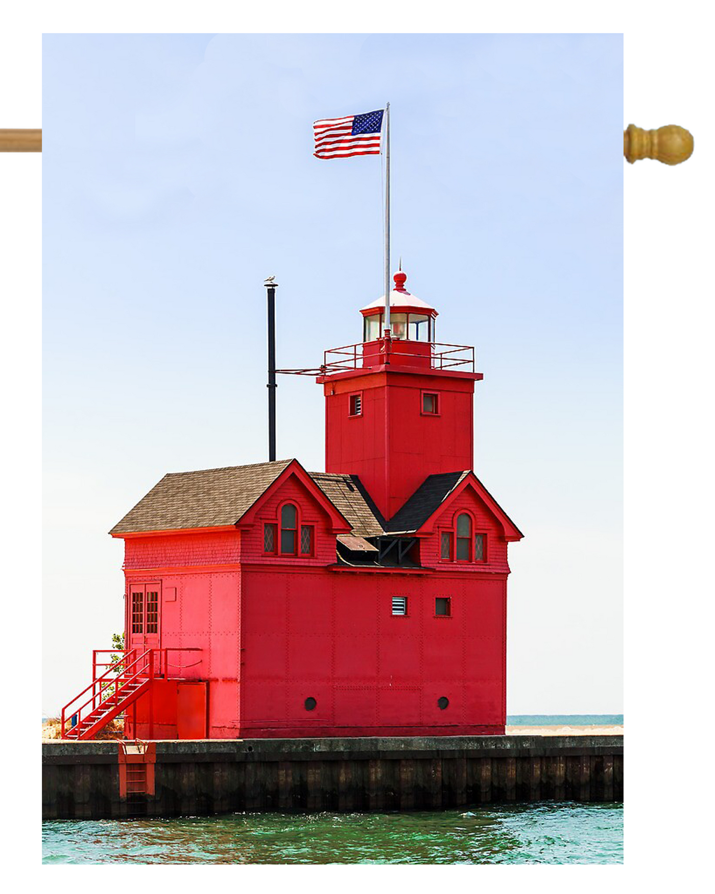 Red Lighthouse Michigan House Flag #H2353