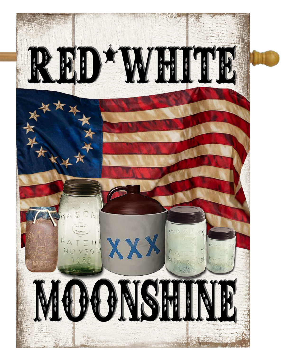 Red White and Moonshine House Flag #H2236