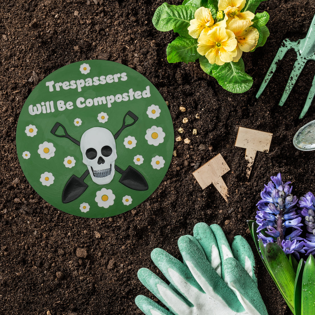 “Trespassers Will be Compsted” Garden Stepping Stone #S1004