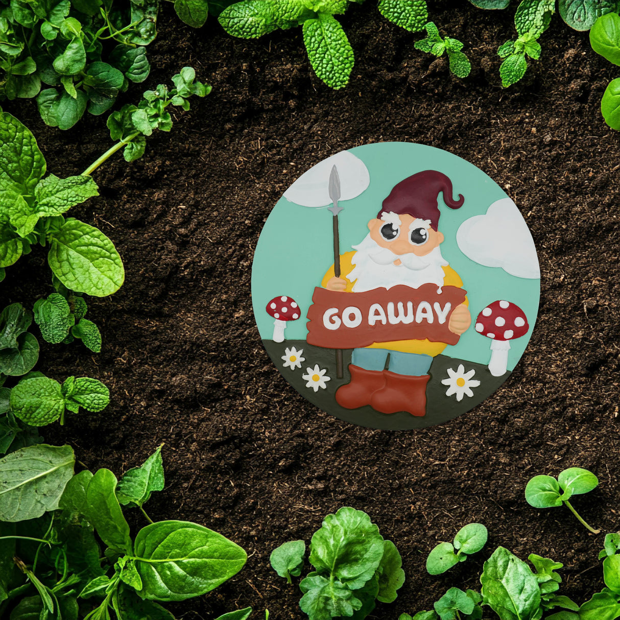 “Go Away Gnome” Garden Stepping Stone #S1011