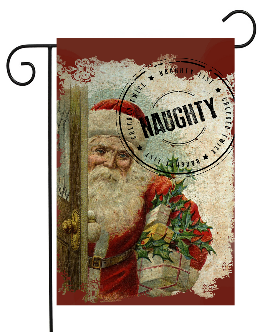 Santa With Naughty Stamp Garden Flag #G1626