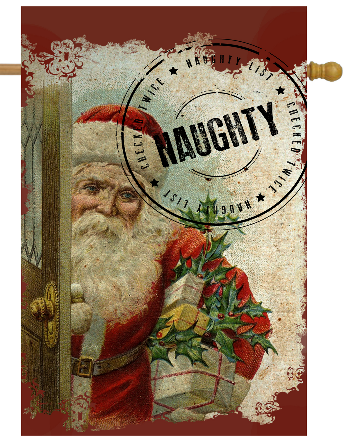 Santa's Naughty List Stamp House Flag # H1626