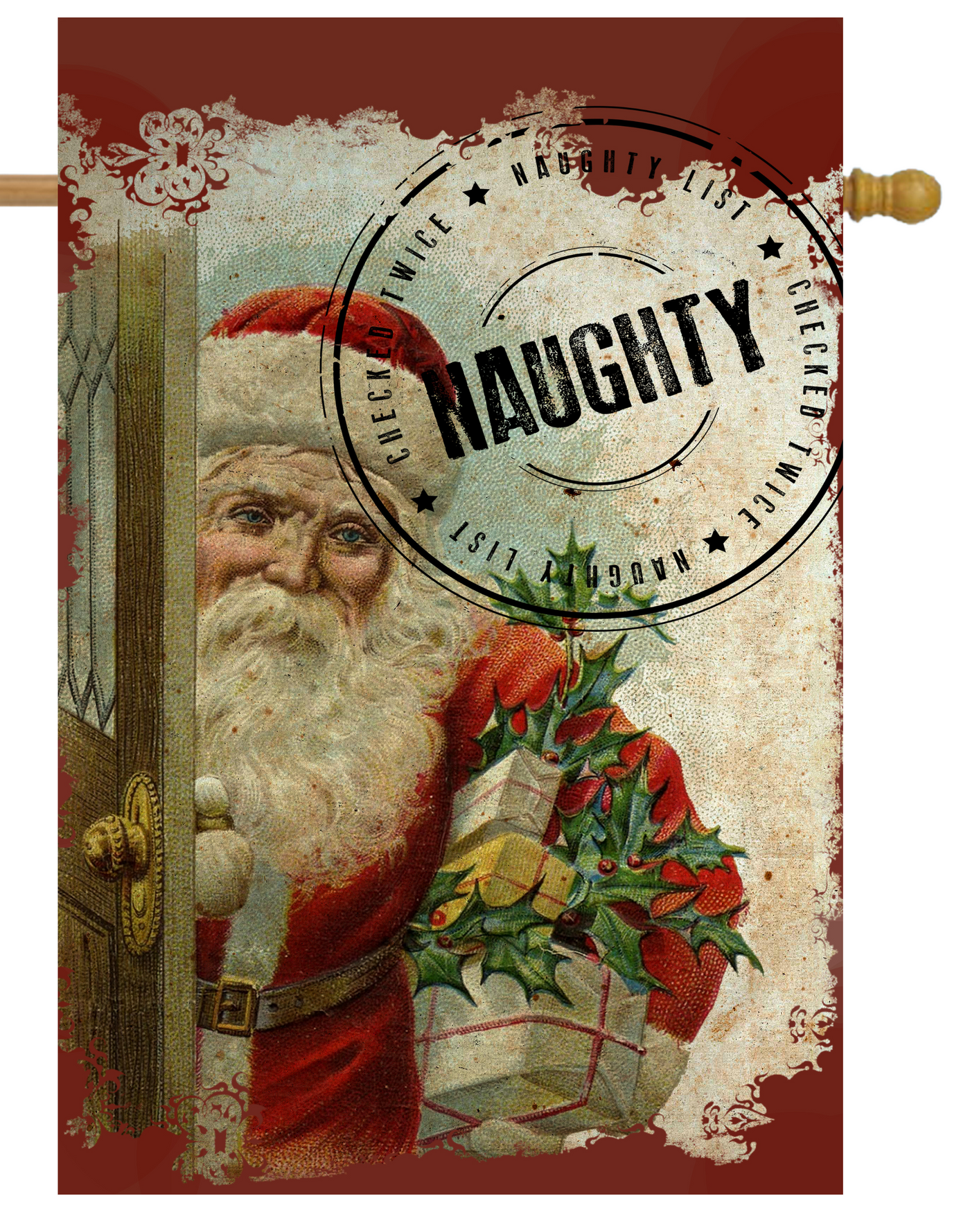 Santa's Naughty List Stamp House Flag # H1626