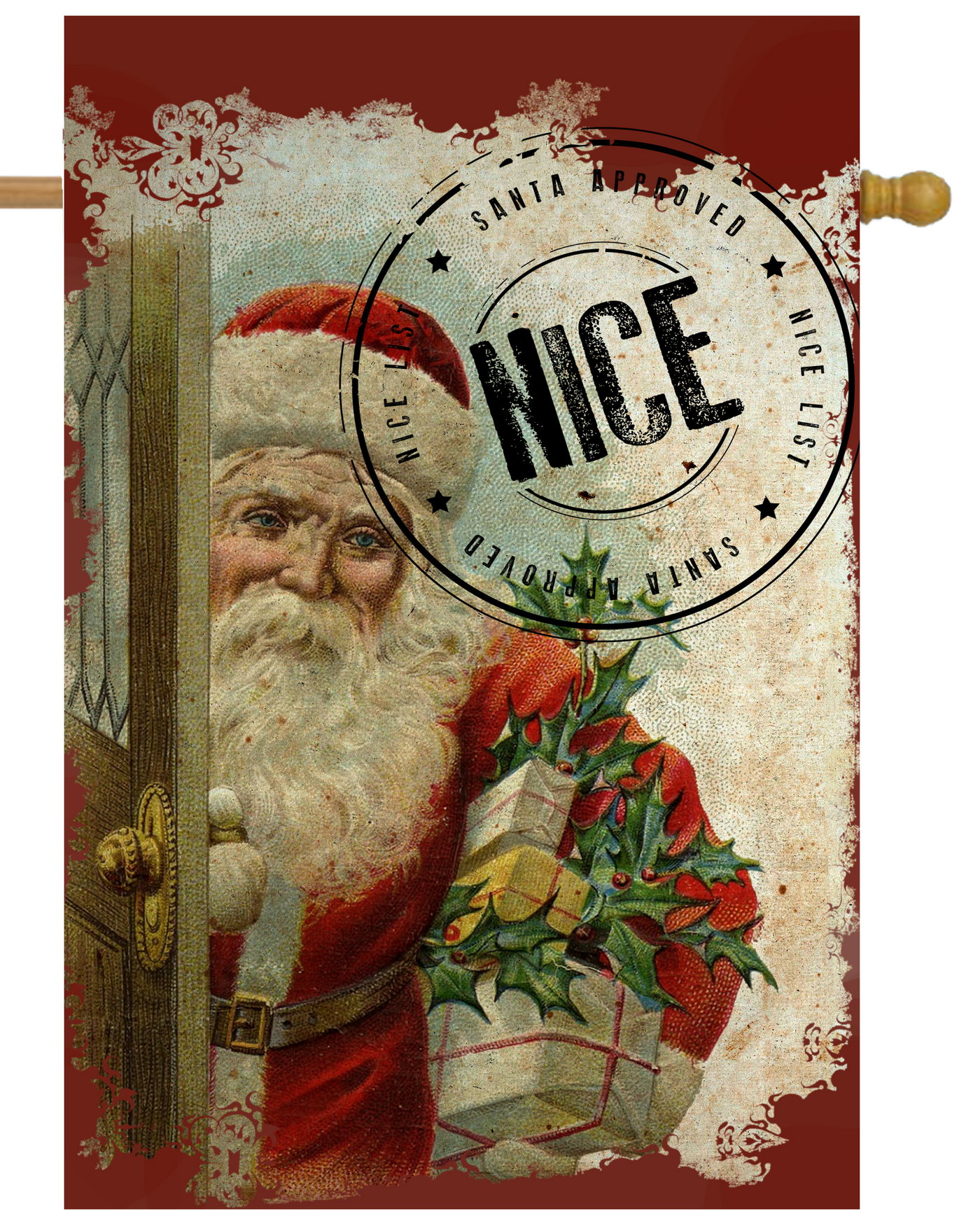 Santa's Nice List Stamp House Flag # H1823