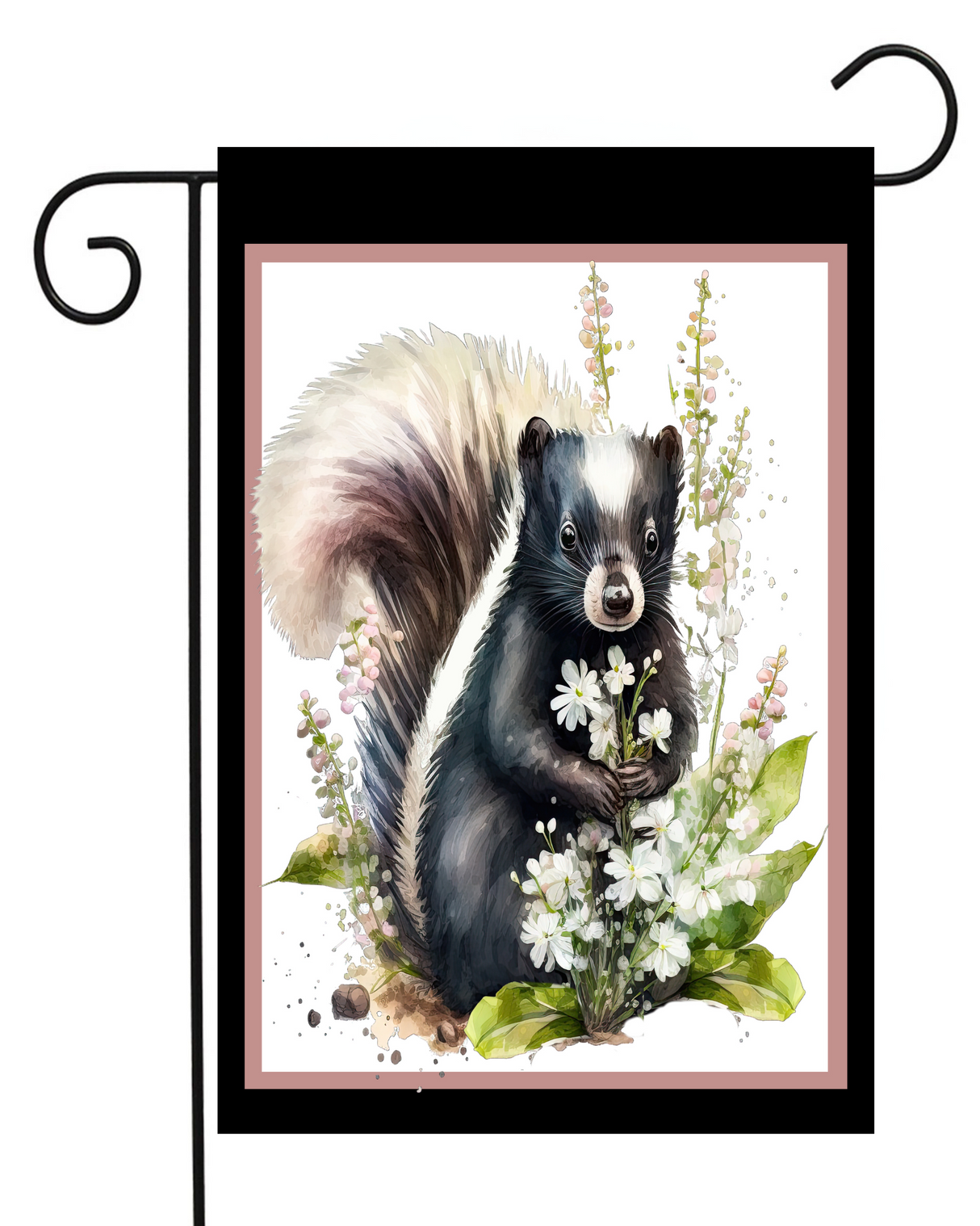 Skunk in Flowers Garden Flag #G2590