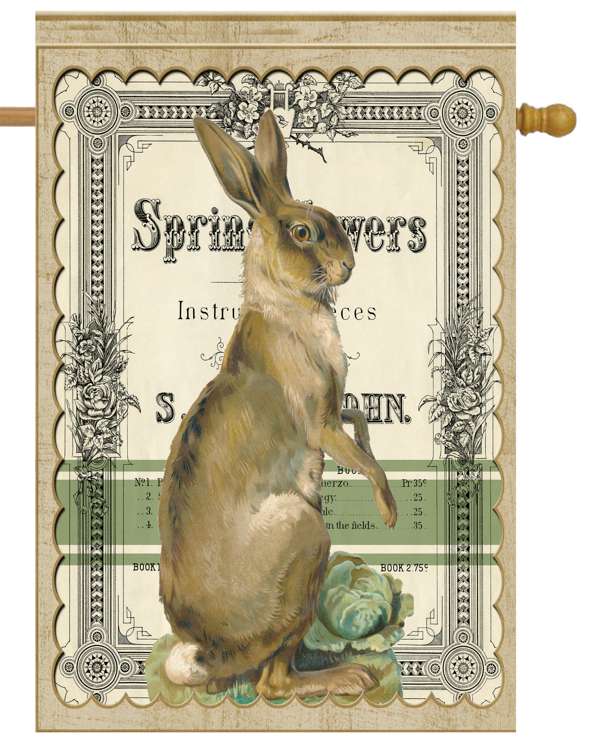 Spring Showers Brown Rabbit Garden Flag #H2444