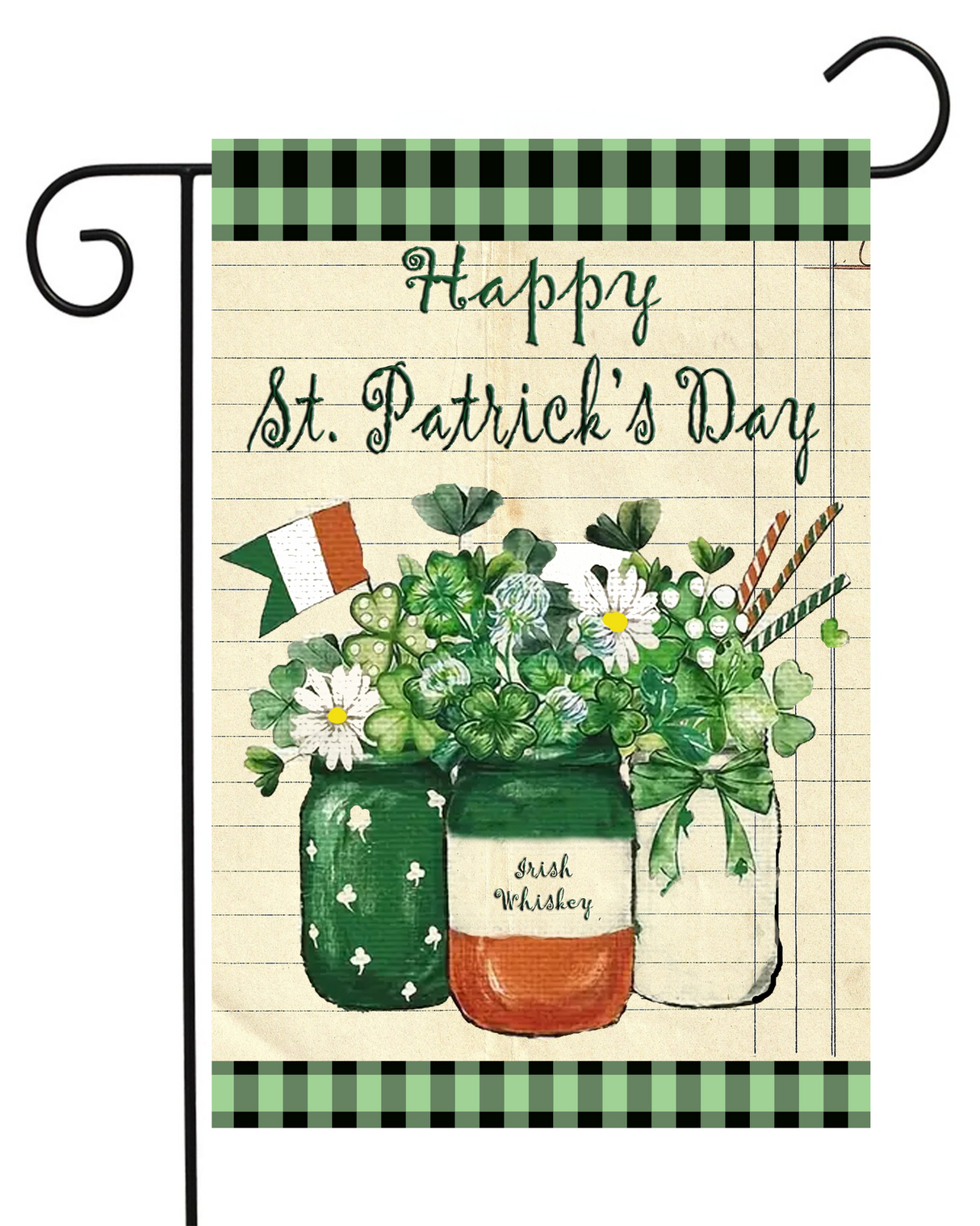 St. Patrick's Day Jars and Flowers Garden Flag #G2615