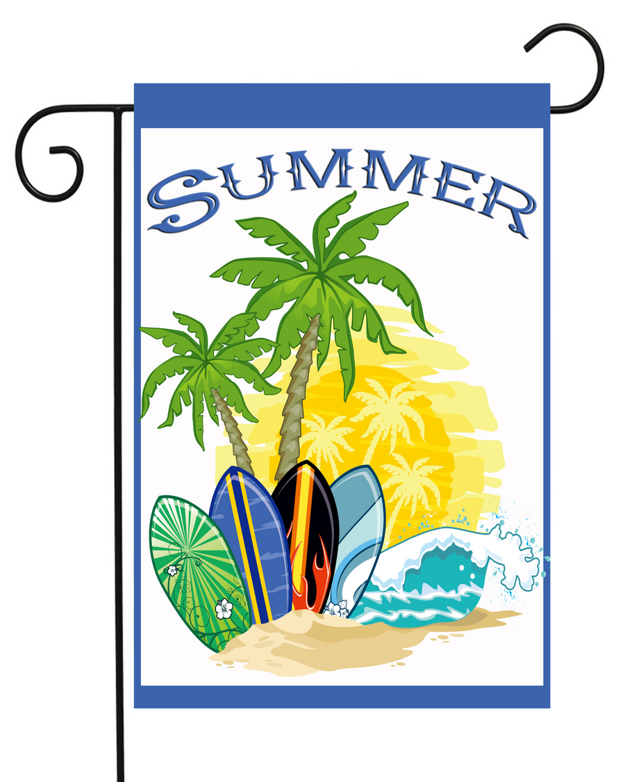 Summer Palm Trees Surfboards Garden Flag #G1721