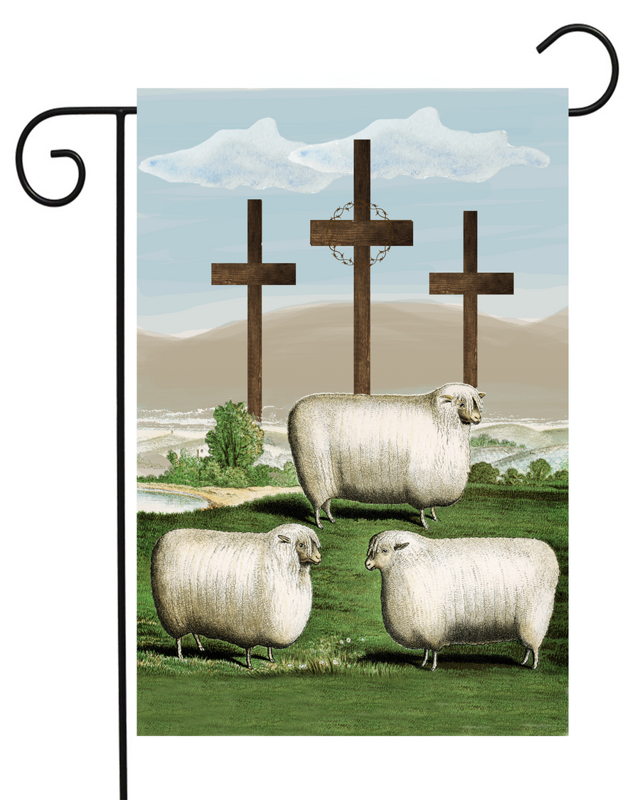 Sheep With Three Crosses Garden Flag #G1641