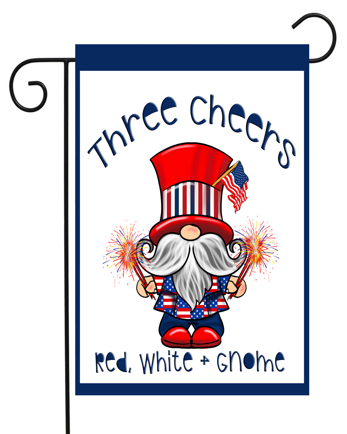 Three Cheers Patriotic Gnomes Garden Flag #G1738