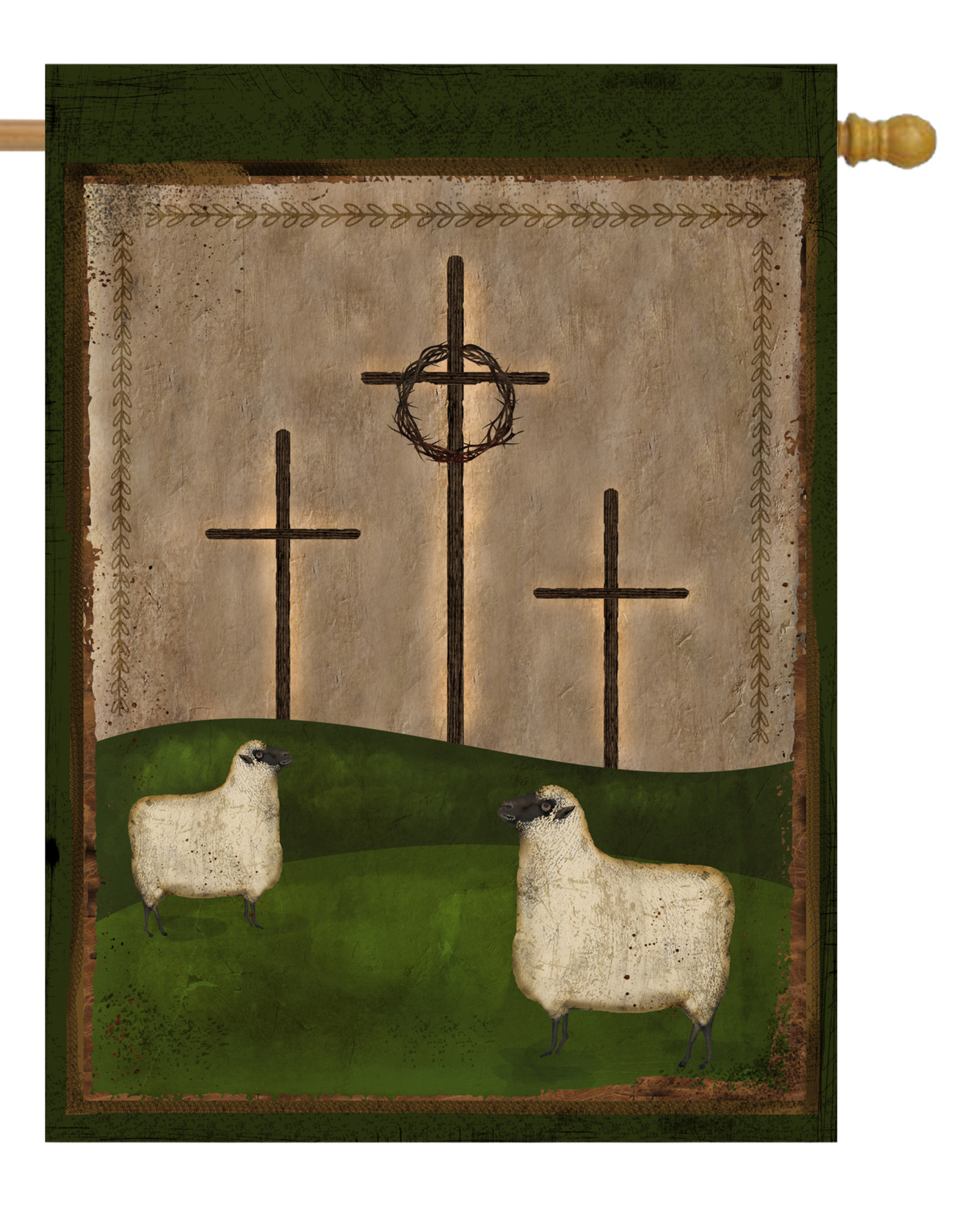 Three Crosses and Sheep House Flag # H1223