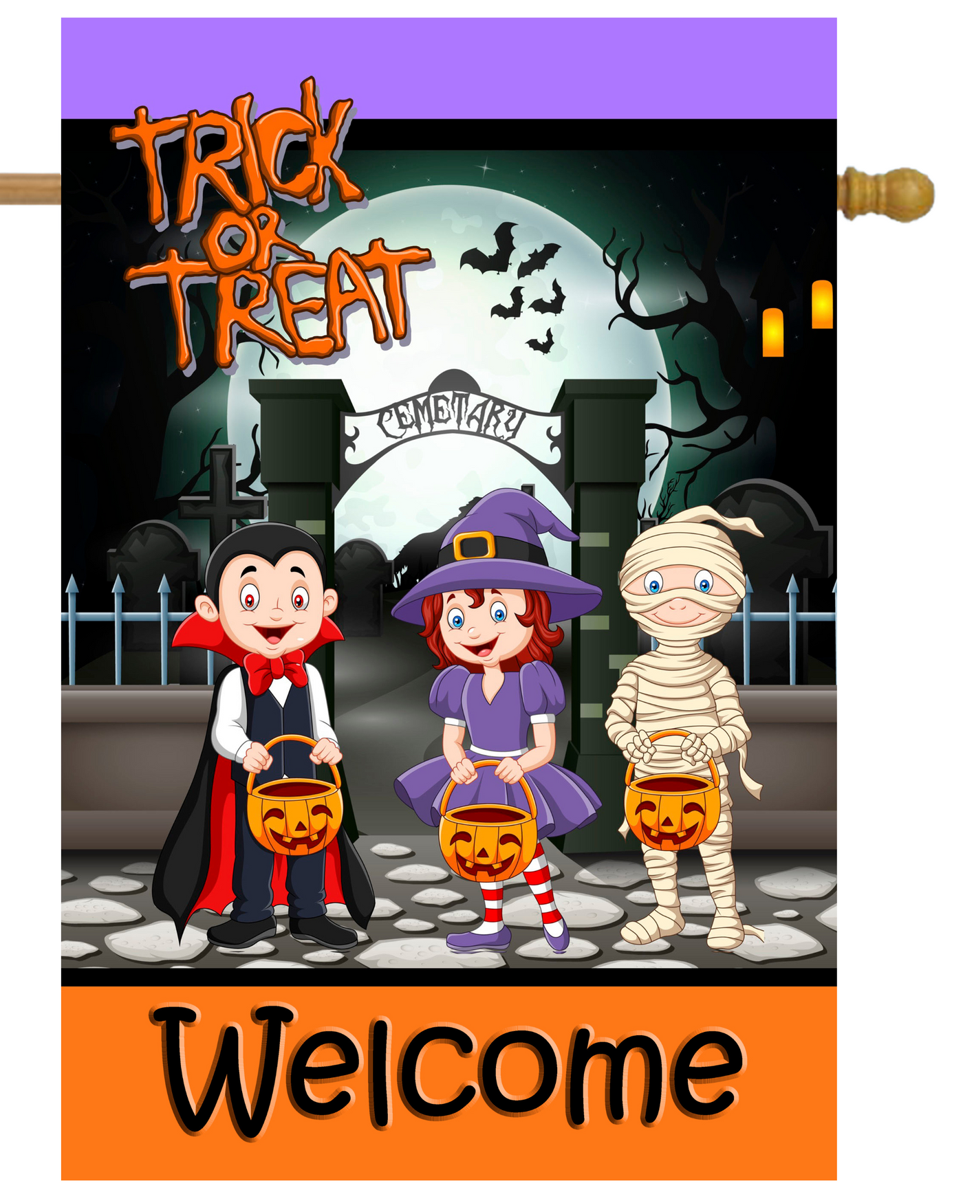 Trick or Treat Kids House Flag # H1604