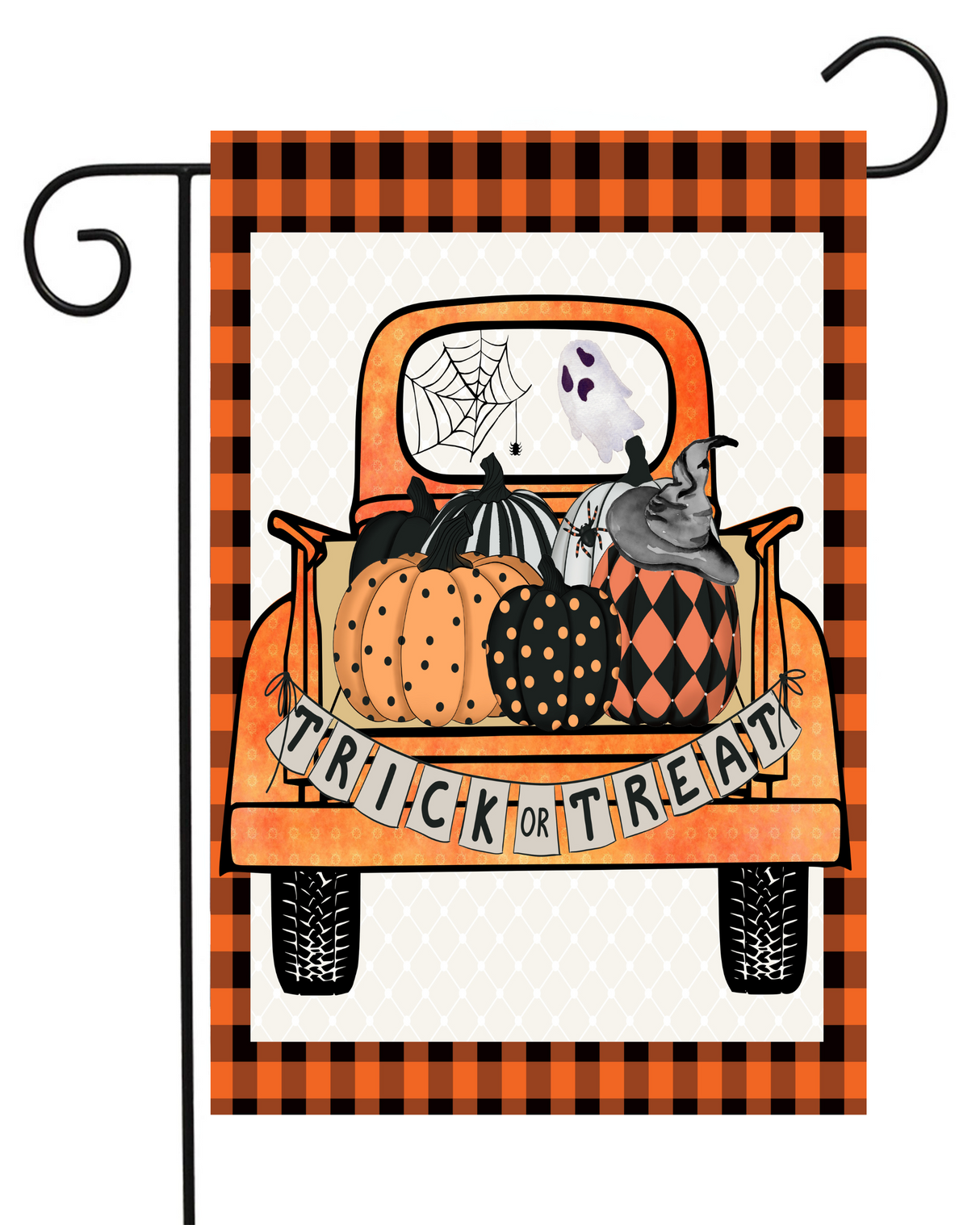 Trick or Treat Orange Truck Garden Flag #G2035