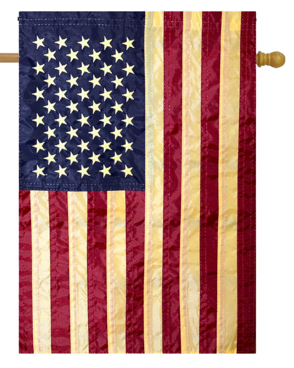 USA Nylon Tea Stained Embroidered Stars & Stitch Stripes House Flag #H2155