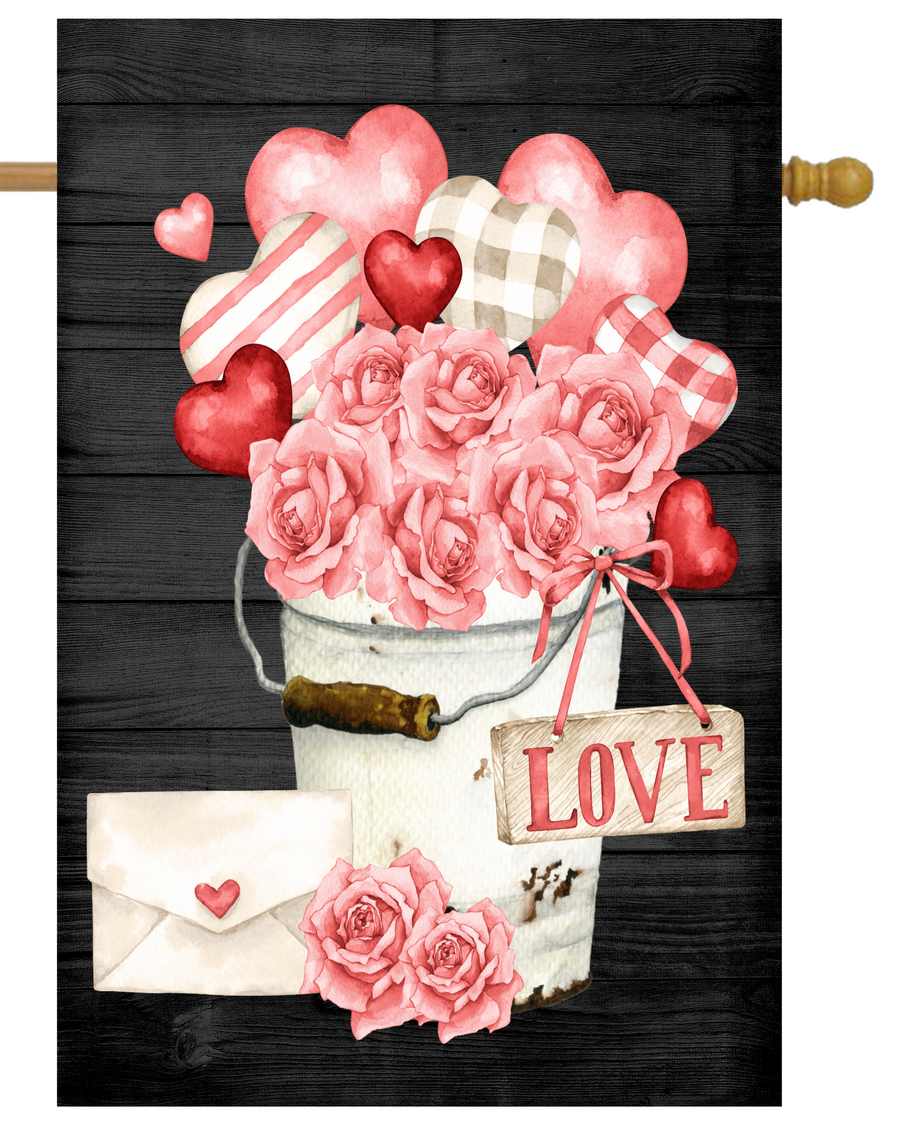 Valentine Heart Basket House Flag # H2042