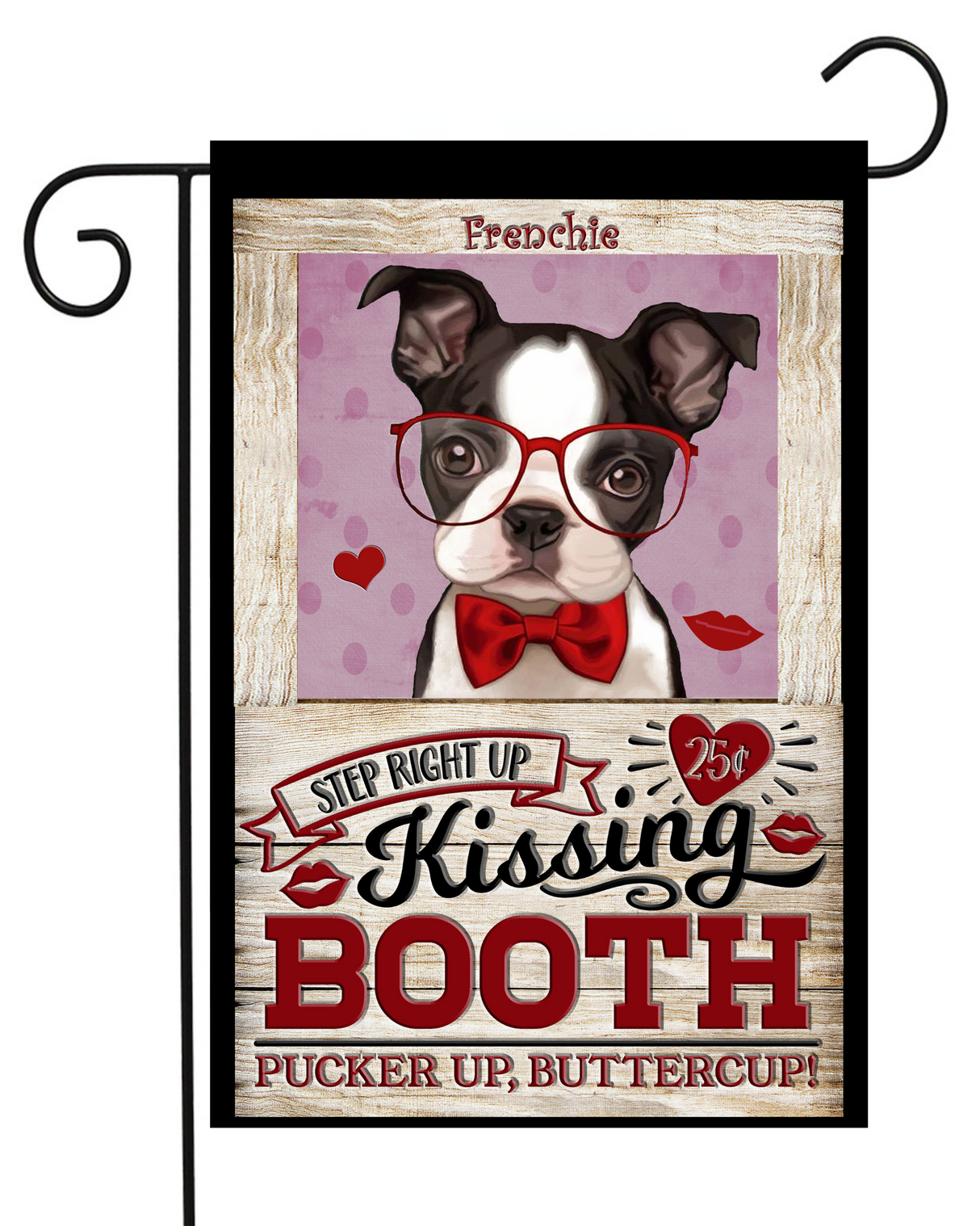 Valentine Kissing Booth French Bull Dog Garden Flag #G1640