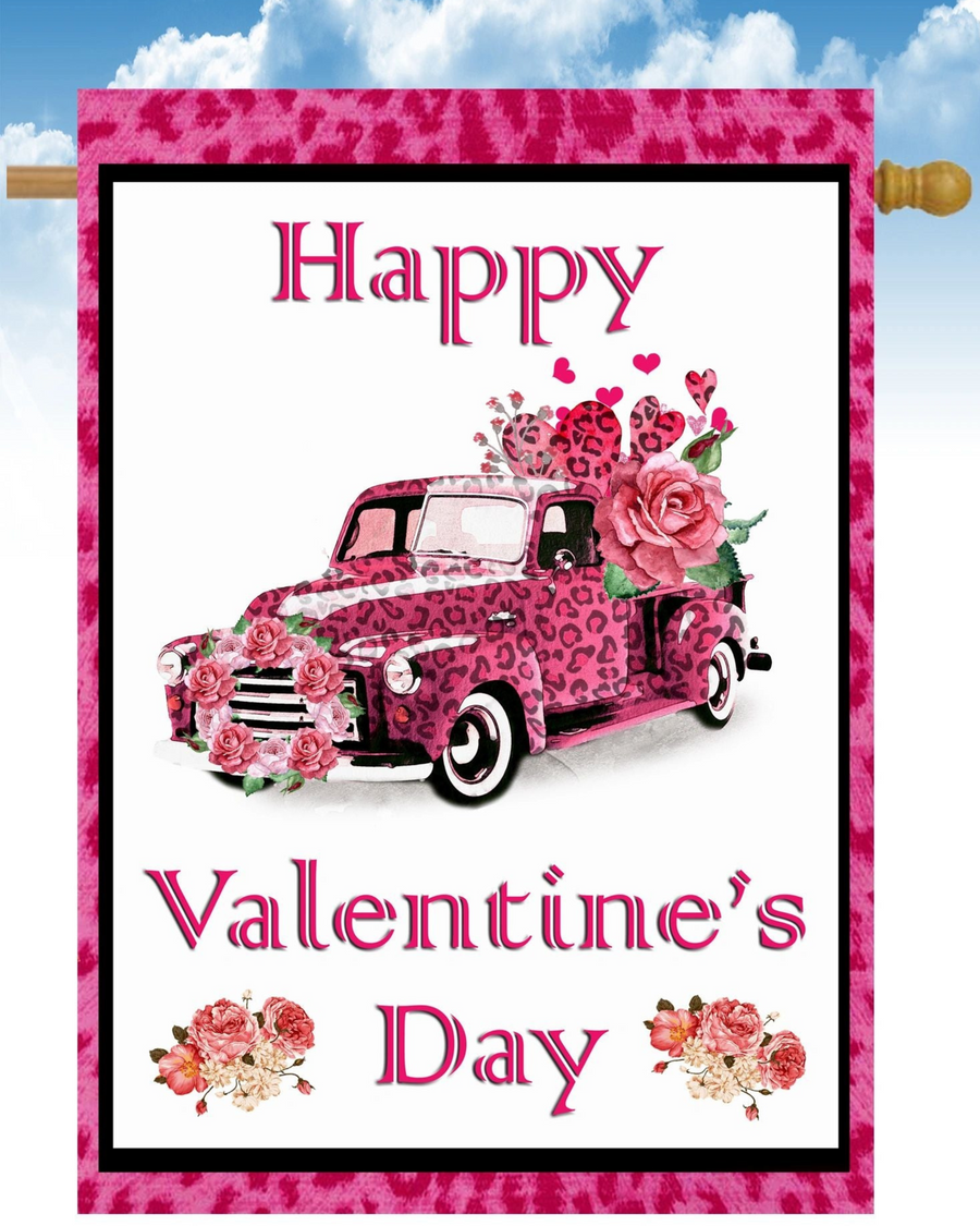 Valentine's Truck House Flag # H1306