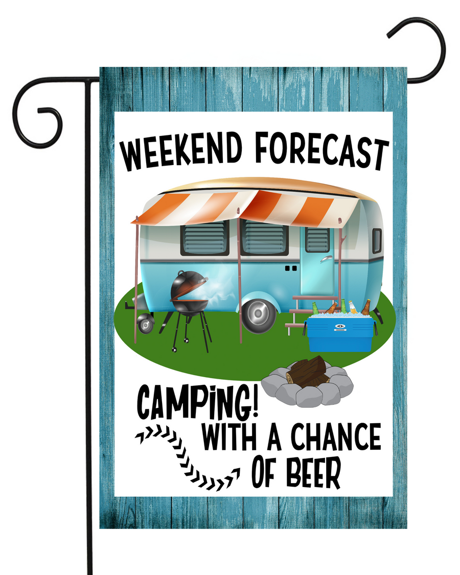 Weekend Forecast: Camping With a Chance of Beer Garden Flag #G1921